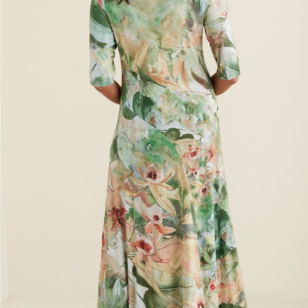 NWT Soft Surroundings Vivienne Dress Green and Pink A-line Maxi Dress - Picture 4 of 10